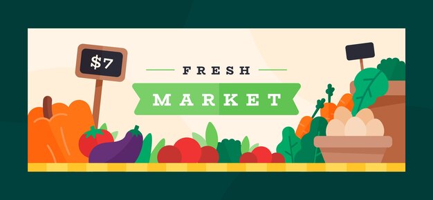 Portada de facebook de mercado local de diseño plano