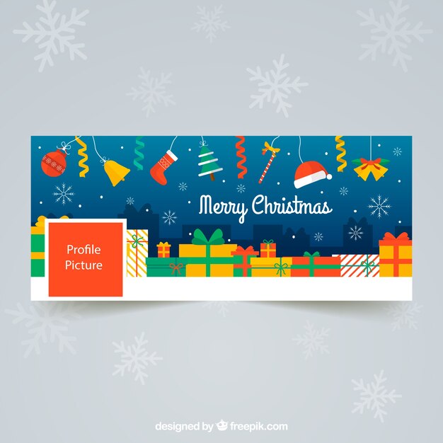Portada de facebook con muchos regalos de navidad