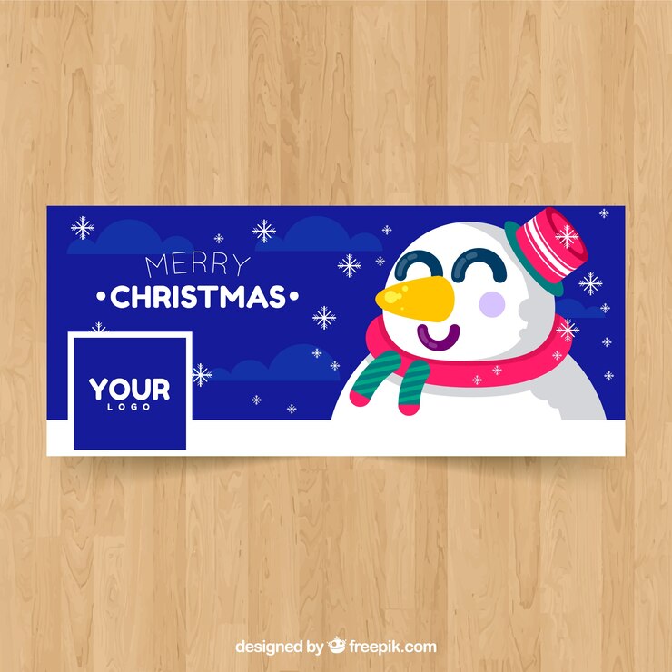 Vector gratuito portada de facebook con muñeco de nieve feliz