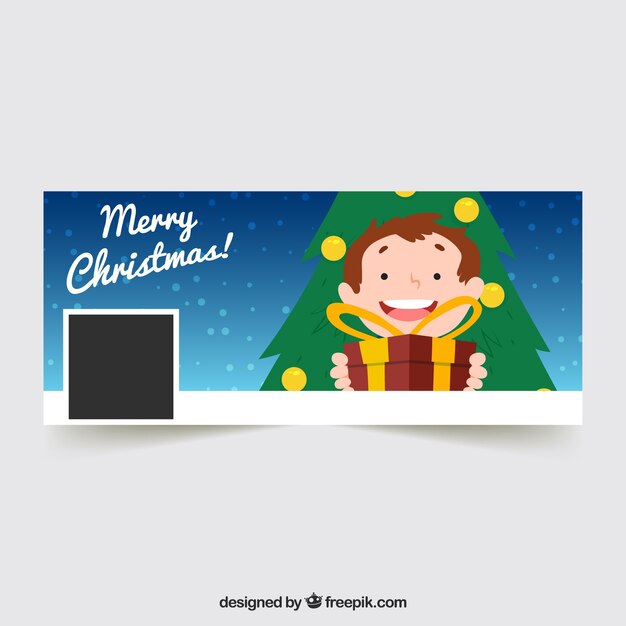Portada de facebook de niño con regalo