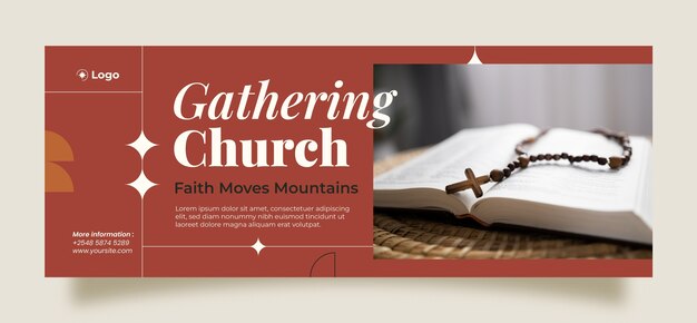 Portada de facebook de oración de iglesia de diseño plano