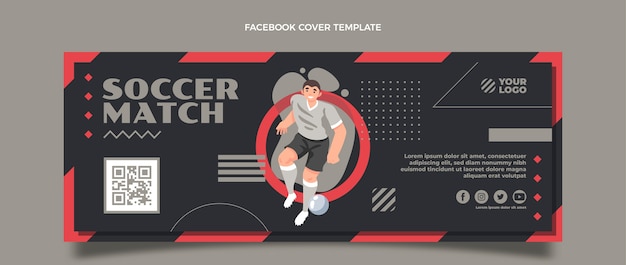 Vector gratuito portada de facebook de partido de fútbol dibujada a mano