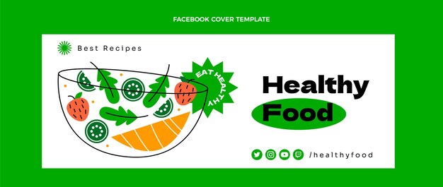 Portada de facebook plana de comida sana