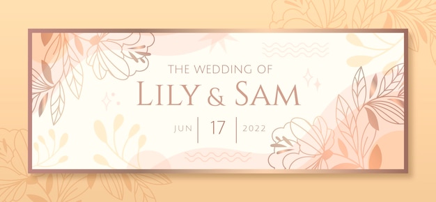 Portada de facebook plana dibujada a mano de boda