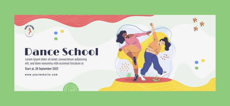 Vector gratuito portada de facebook plana dibujada a mano de escuela de baile