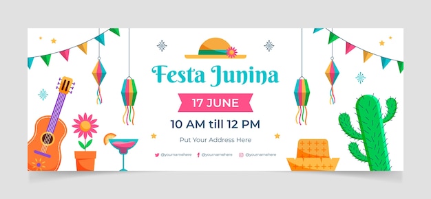 Portada de facebook plana festas juninas