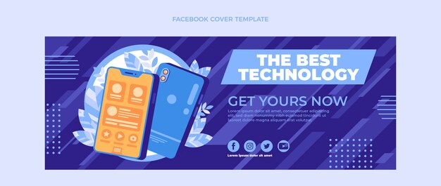 Portada de facebook plana de tecnología mínima