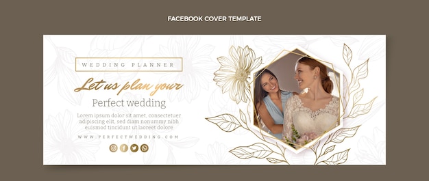 Vector gratuito portada de facebook de planificador de bodas dibujada a mano