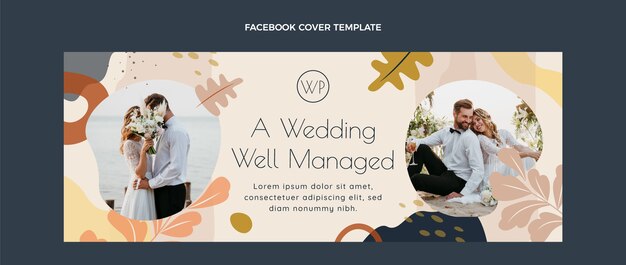 Portada de facebook de planificador de bodas de diseño plano