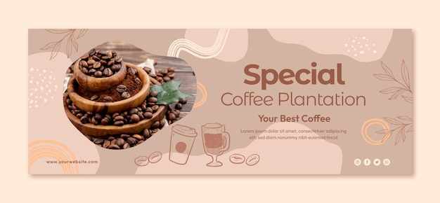 Vector gratuito portada de facebook de plantación de café dibujada a mano