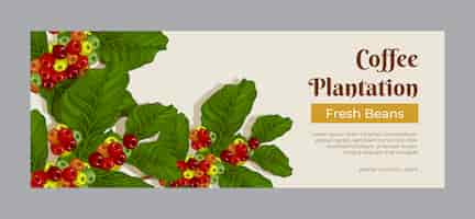 Vector gratuito portada de facebook de plantación de café de diseño plano