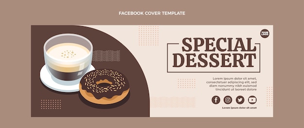 Vector gratuito portada de facebook de postre especial de diseño plano