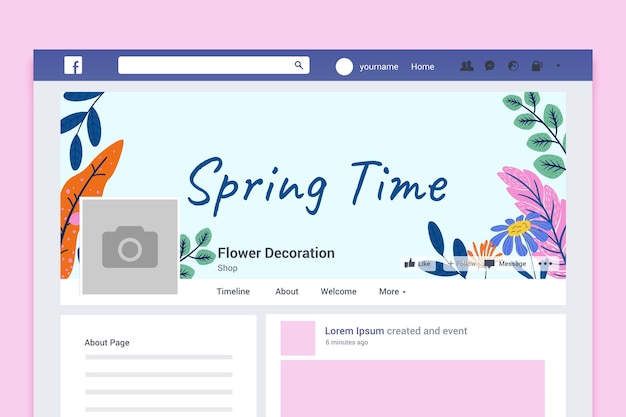 Portada de facebook de primavera colorida floral
