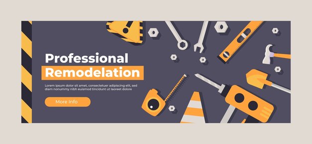 Portada de facebook de proyecto de construcción dibujada a mano