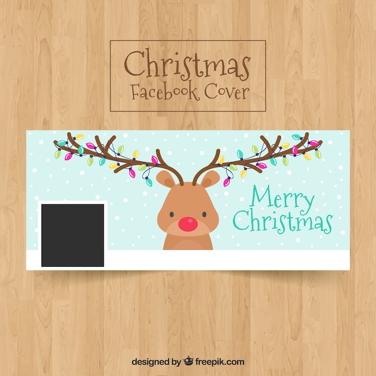 Vector gratuito portada de facebook con un reno lindo