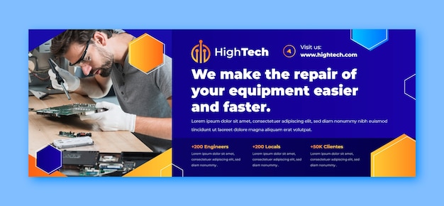 Portada de facebook de reparación de tecnología degradada