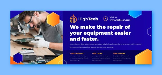 Portada de facebook de reparación de tecnología degradada