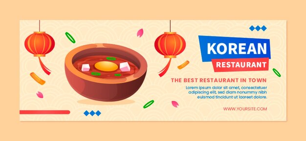 Portada de facebook de restaurante coreano degradado