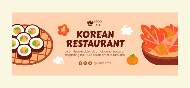 Portada de facebook de restaurante coreano dibujada a mano