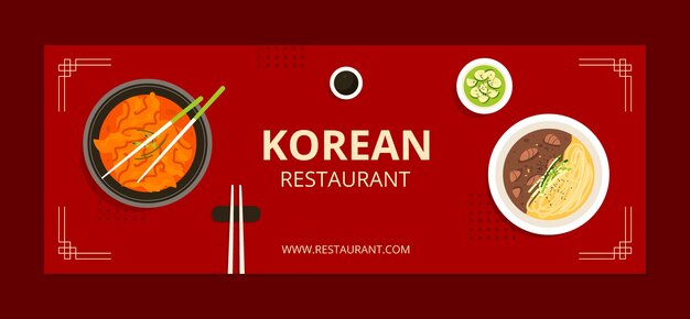 Portada de facebook de restaurante coreano dibujada a mano