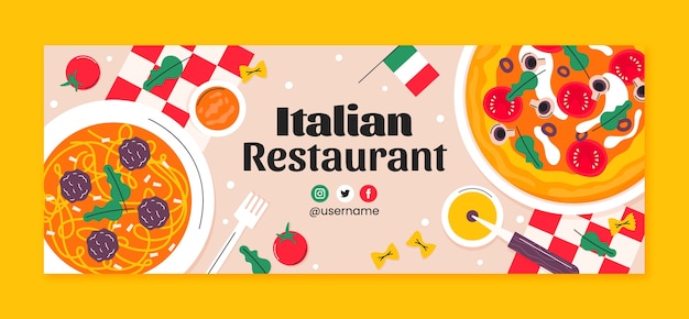 Vector gratuito portada de facebook de restaurante italiano dibujada a mano