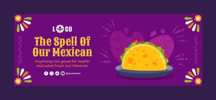 Vector gratuito portada de facebook de restaurante mexicano dibujada a mano