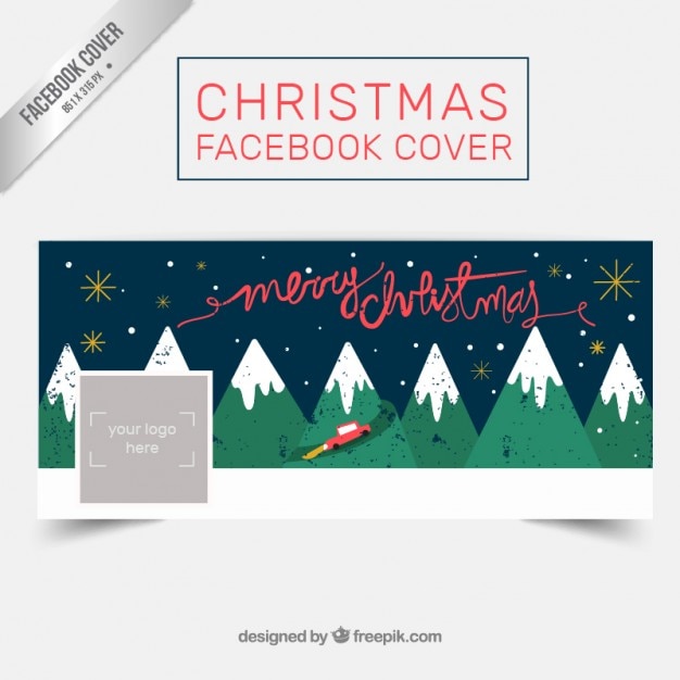 Portada de facebook retro navideña de montañas