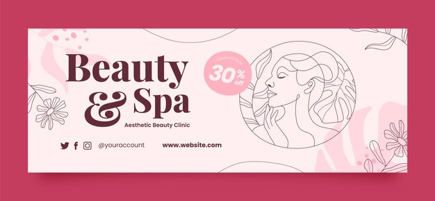 Portada de facebook de salón de belleza dibujada a mano