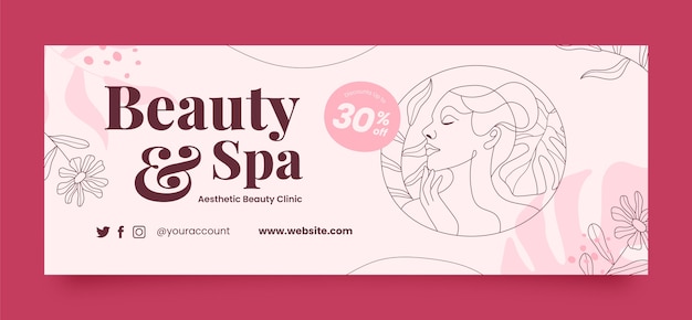 Portada de facebook de salón de belleza dibujada a mano