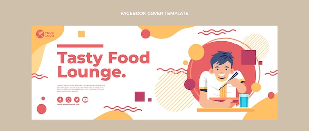 Vector gratuito portada de facebook de salón de comida de diseño plano