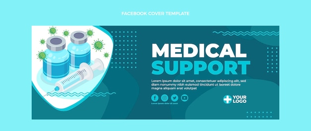 Portada de facebook de soporte médico de diseño plano