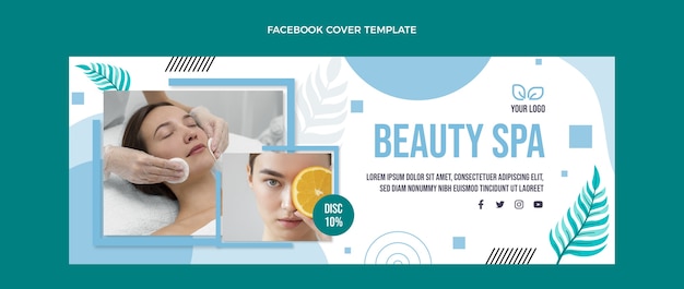 Vector gratuito portada de facebook de spa de belleza de diseño plano