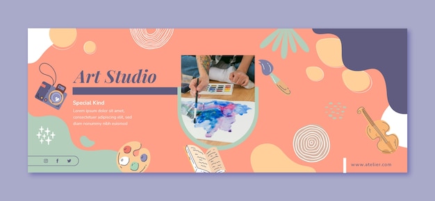 Portada de facebook de taller creativo dibujada a mano