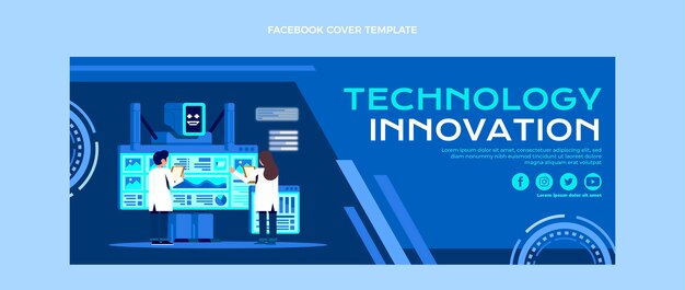 Portada de facebook de tecnología de diseño plano