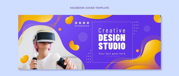 Portada de facebook de tecnología fluida abstracta degradada