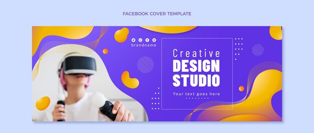 Vector gratuito portada de facebook de tecnología fluida abstracta degradada