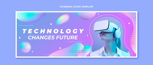 Portada de facebook de tecnología fluida abstracta degradada