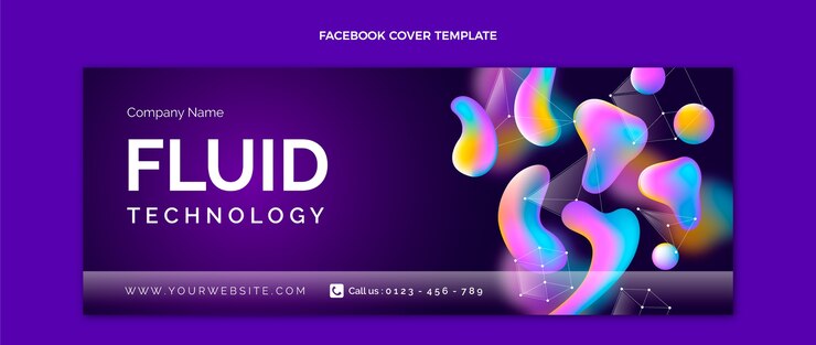 Vector gratuito portada de facebook de tecnología fluida abstracta degradada