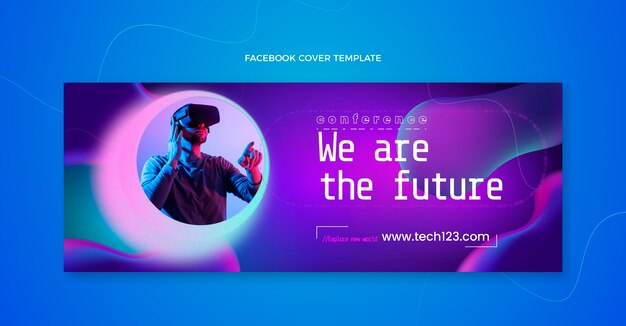 Portada de facebook de tecnología fluida abstracta degradada