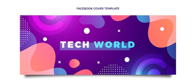 Vector gratuito portada de facebook de tecnología fluida abstracta degradada