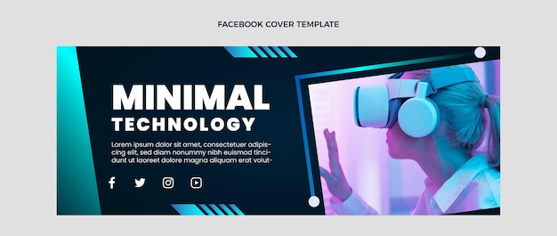 Vector gratuito portada de facebook de tecnología mínima de diseño plano