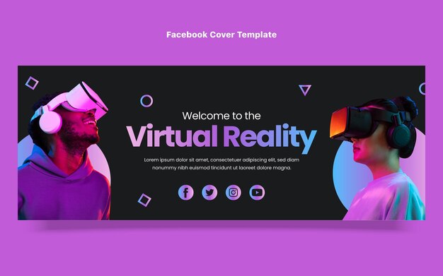 Portada de facebook de tecnología mínima de diseño plano