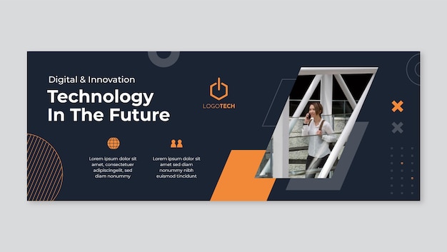 Portada de facebook de tecnología mínima de diseño plano