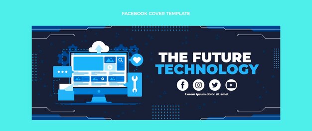 Portada de facebook de tecnología minimalista de diseño plano