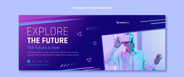 Portada de facebook de tecnología de textura degradada