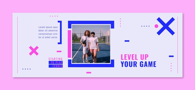 La portada de Facebook del tenis de paletas de diseño plano