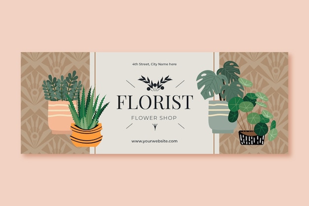 Vector gratuito portada de facebook de trabajo de floristería dibujada a mano
