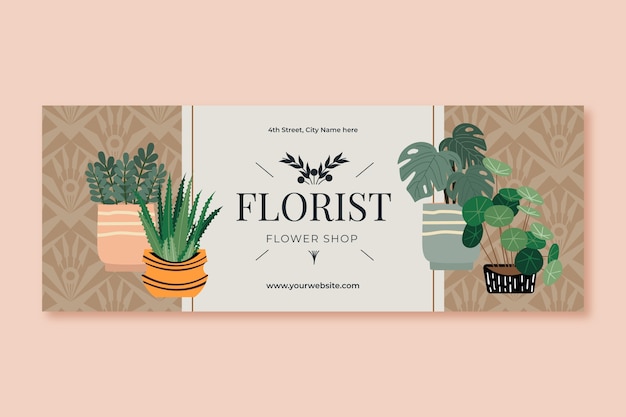 Portada de facebook de trabajo de floristería dibujada a mano