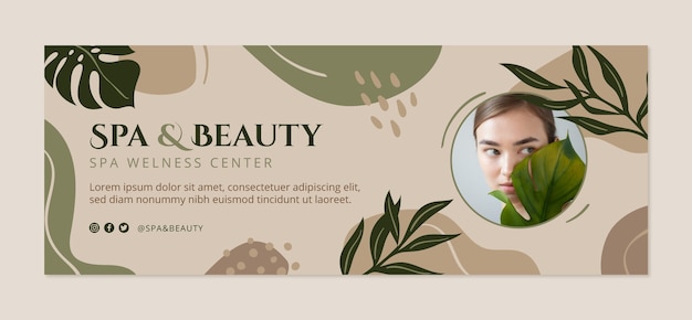 Portada de facebook de tratamiento de spa boho de diseño plano