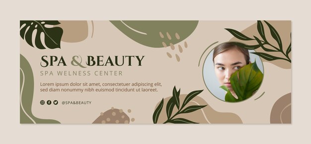 Portada de facebook de tratamiento de spa boho de diseño plano